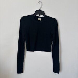 Torn by Ronny Kobo Black Cropped Long Sleeve Top Size M